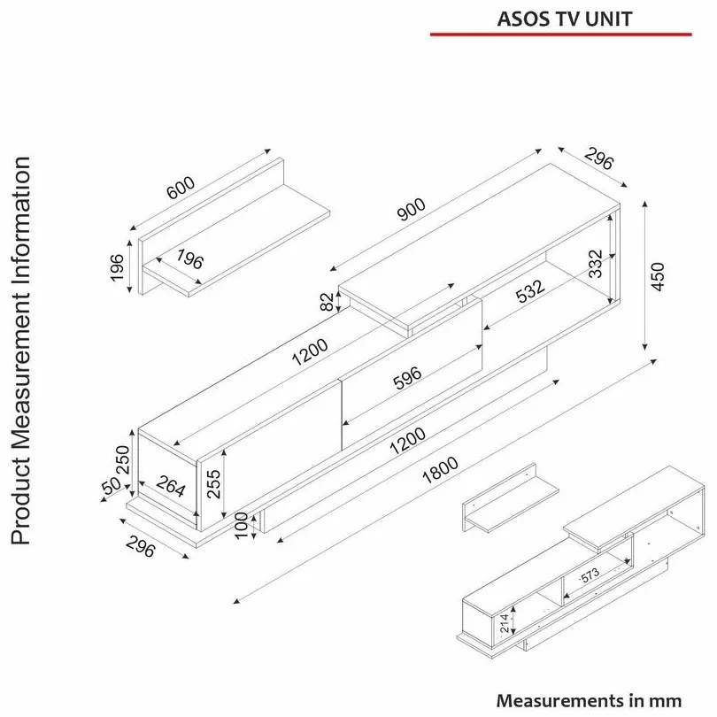 TV szekrény Asos - Fehér