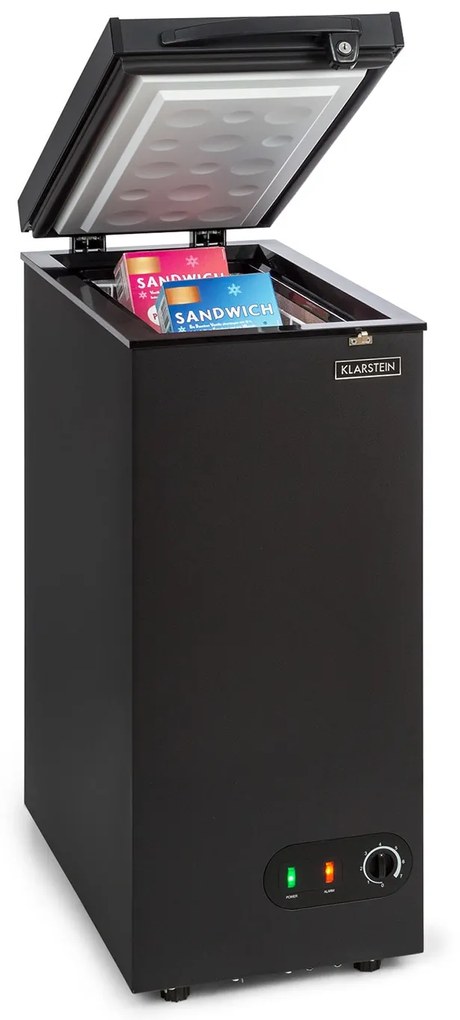 Klarstein Iceblokk 51, fagyasztódoboz, szabadon álló, 51 l, zárható, E energiahatékonysági osztály, fekete