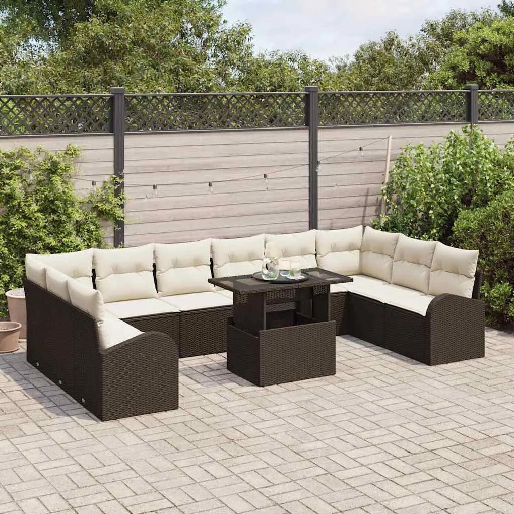 Kerti Kanapé Szett 11 pcs Barna és krémszínű 100 x 55 x 73 cm