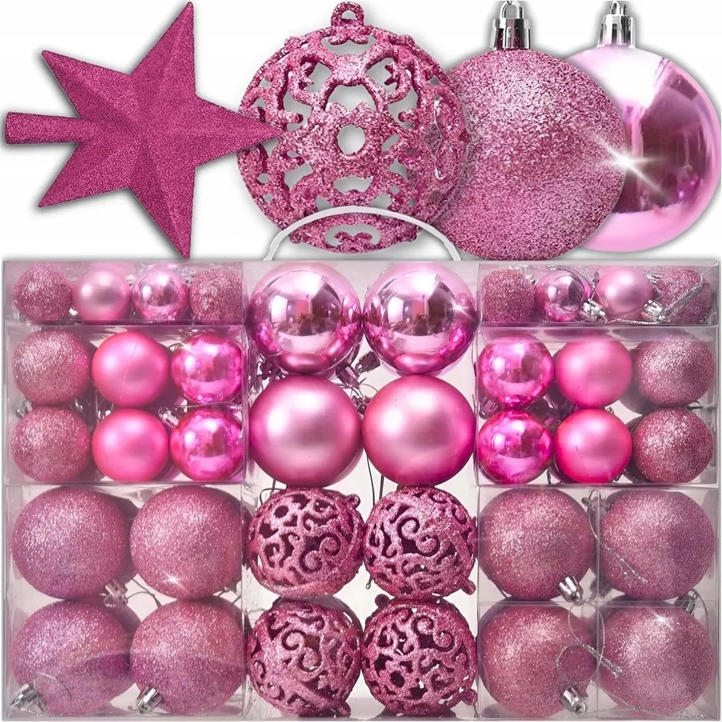 Karácsonyfadísz Szett 3/4/6 CM Karácsonyfadísz Csillaggal 100 Db Rózsaszín