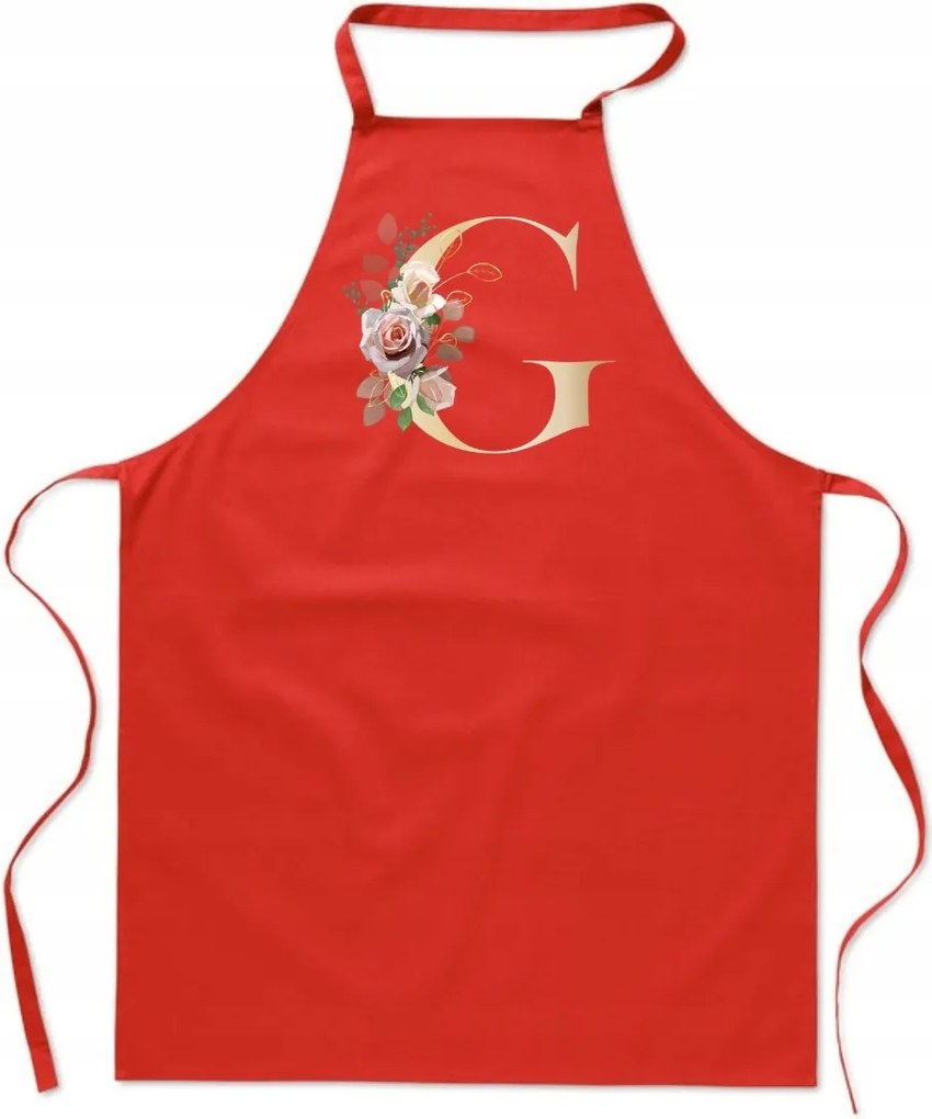 Konyhai Kötény piros G Betűvel monogram Gergely FA_332_cw