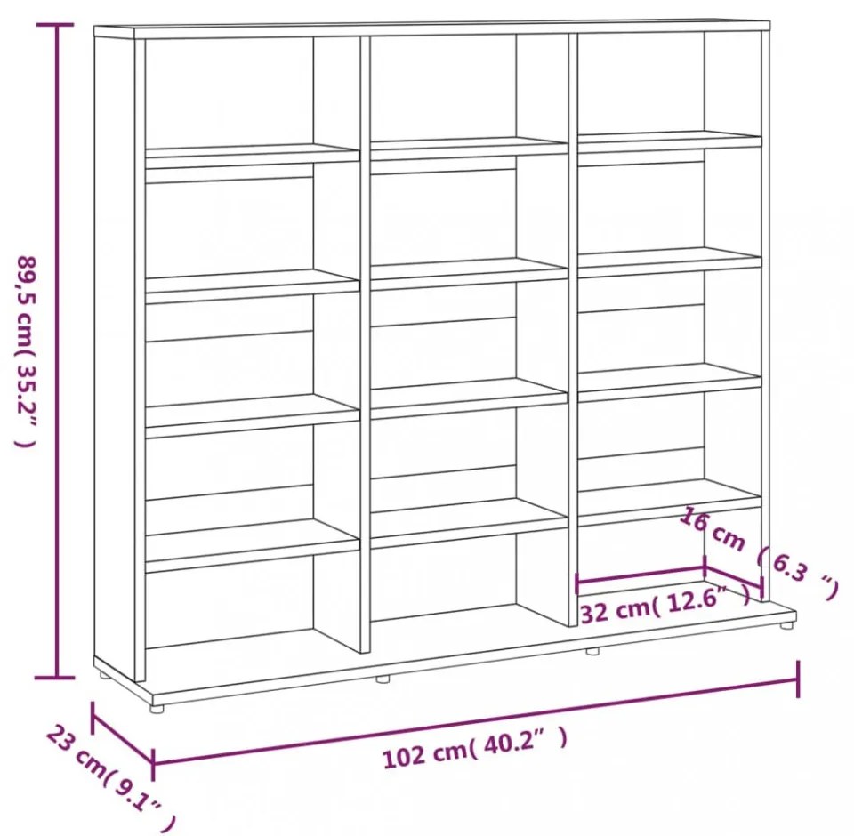 barna tölgyszínű szerelt fa CD-szekrény 100 x 23 x 89,5 cm