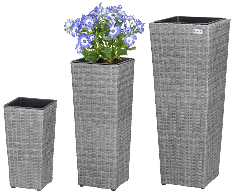 Casaria® 3 darabos virágtartó készlet - szürke
