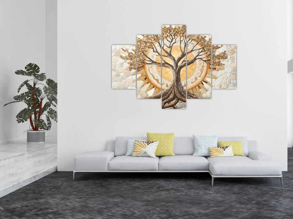 Kép – Arany életfa mozaikban (150x105 cm)