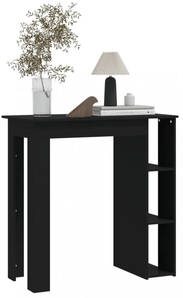 fekete szerelt fa bárasztal polccal 102 x 50 x 103,5 cm