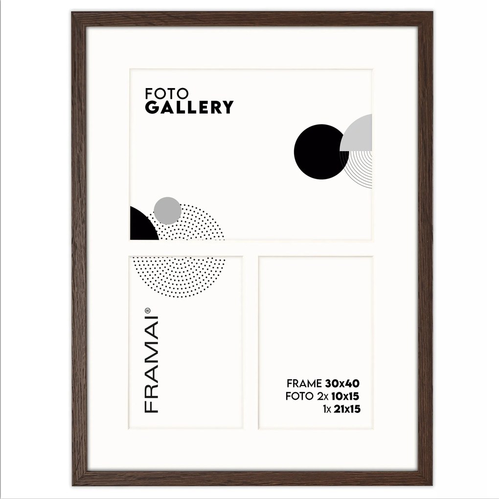 Képkeret 3 képhez 10x15 cm 15x21 cm barna fotógaléria 21x30 cm Framai
