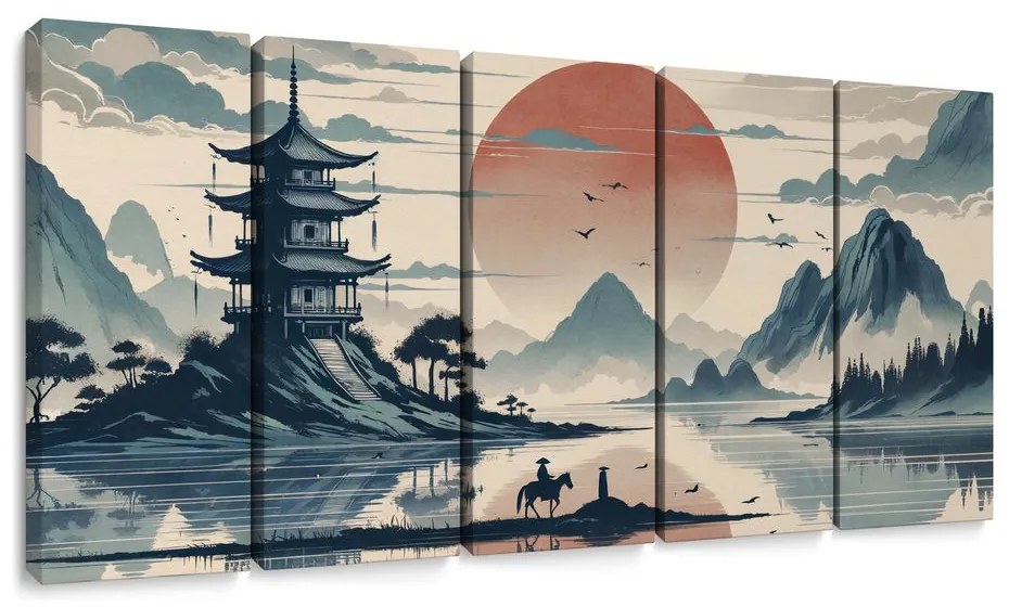 5 részes kép csendes este Japánban