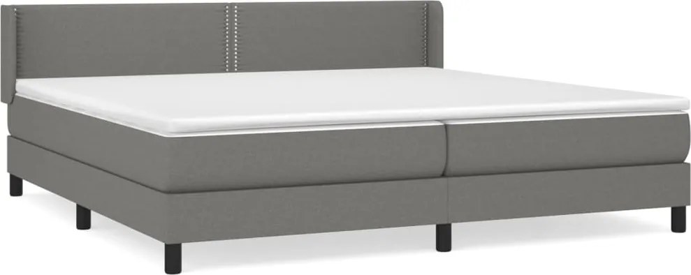 vidaXL sötétszürke szövet rugós ágy matraccal 200 x 200 cm