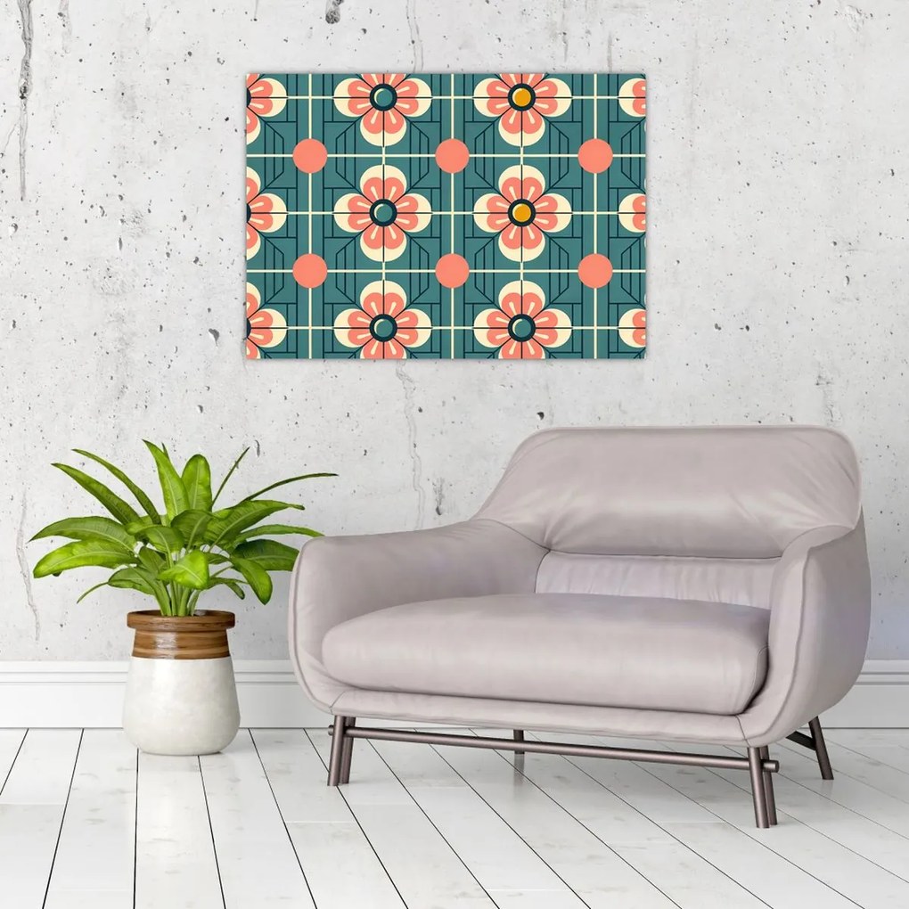 Kép - Retro virágminta (70x50 cm)