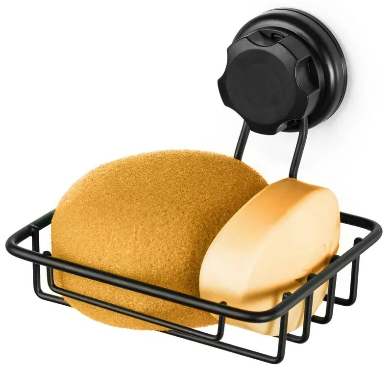 Bestlock Black Soap &amp; Sponge Holder fekete öntapadós fali szappantartó - Compactor