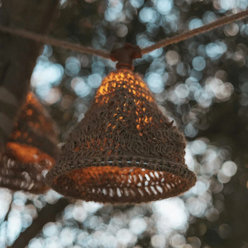 Barna fényfüzér 8m LED-del 10 lámpával IP44 Solar Újratölthető - Maro