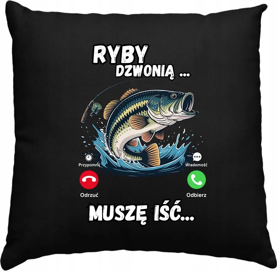 Halak csengő párna Horgászoknak, fekete