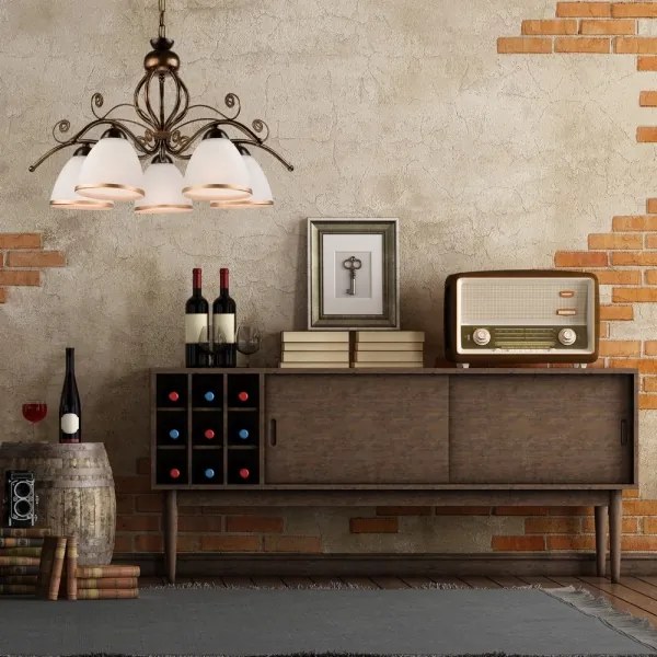 Láncos csillár RETRO II 5xE27/60W/230V fekete patina