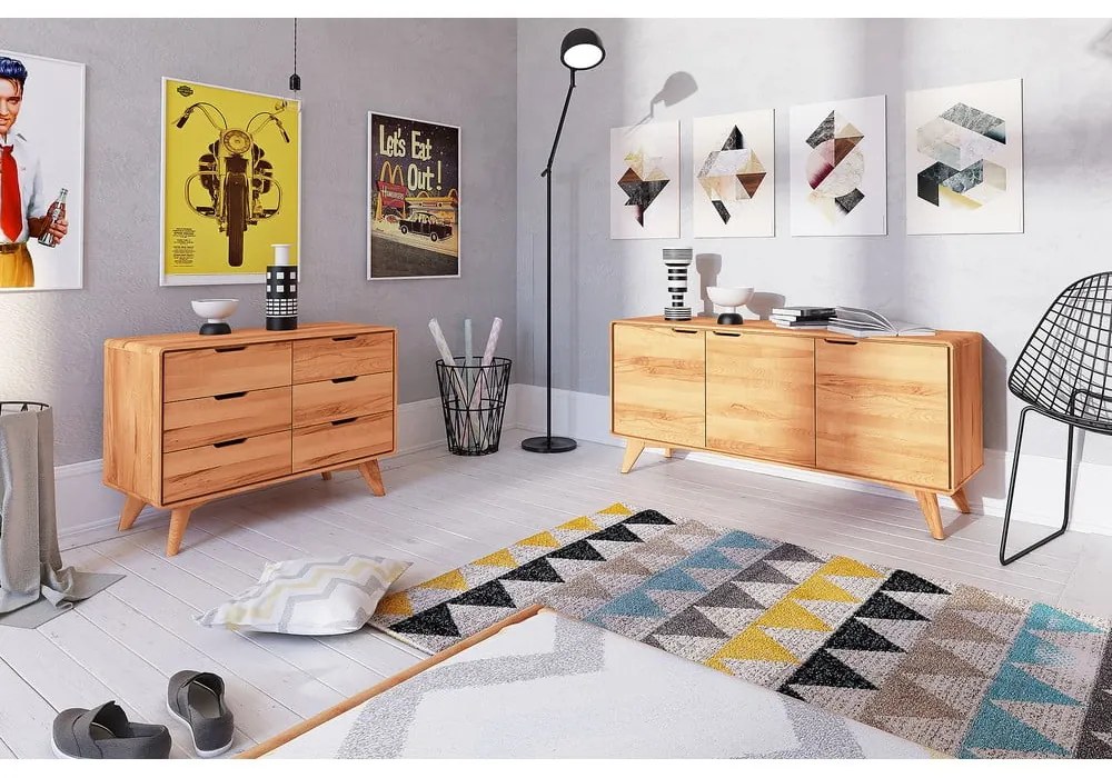 Alacsony bükkfa komód 90x63 cm Greg - The Beds