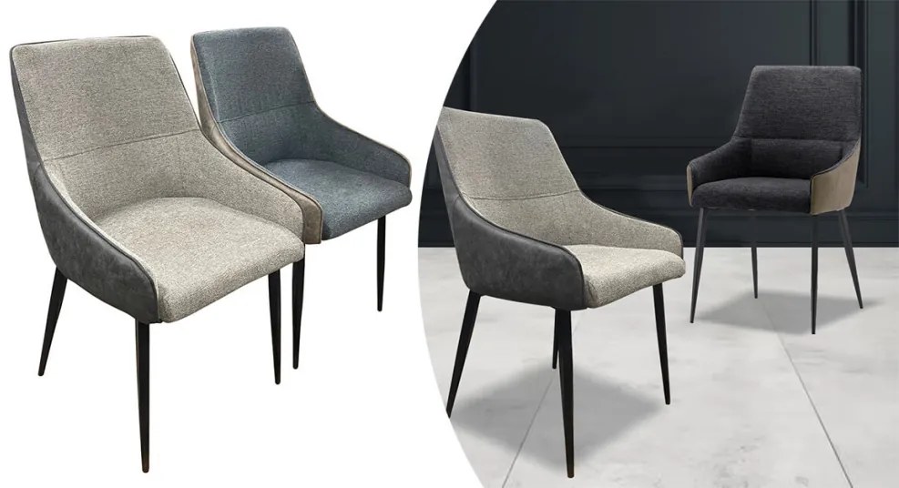 Teddy szék fordított színekkel, bézs-szürke/szürke-bézs 2db