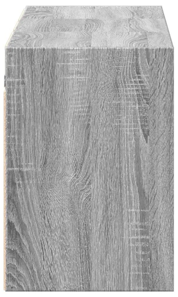 szürke sonoma színű fali TV-szekrény LED-del 130x31x45 cm