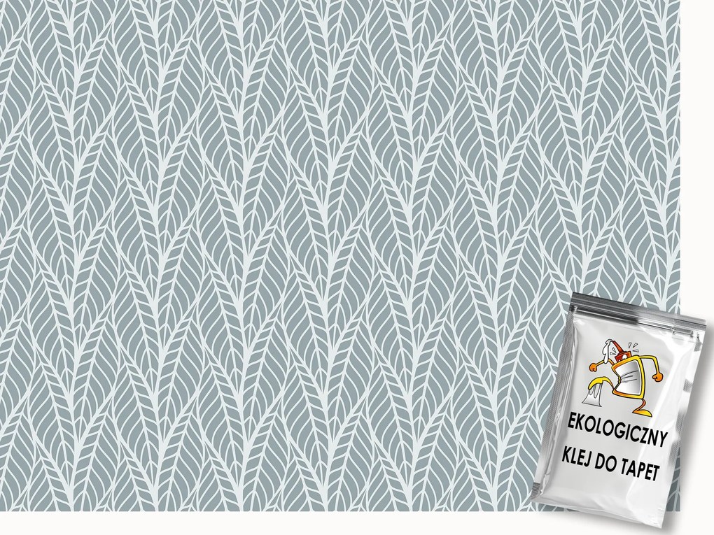 Fotótapéta Flizelina Levelek Skandináv Minta Szürke Fehér 400x280 ragasztó