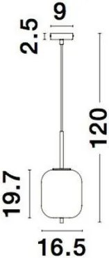 NOVA LUCE 9624075 LATO Egyágú Függesztett Lámpa Üveg E27 IP20