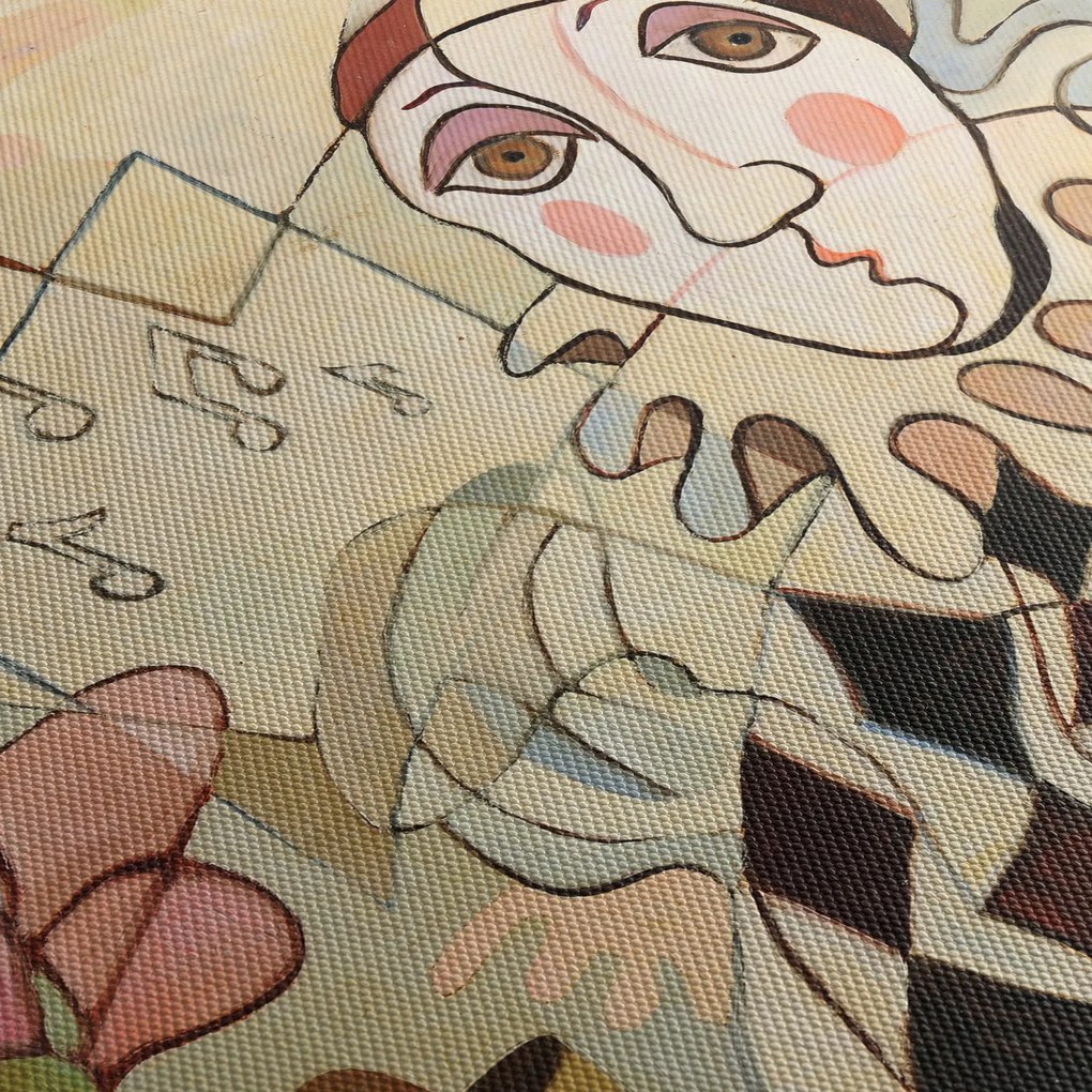 Kép - kubizmus -harlequin and rose (órával) (90x30 cm)