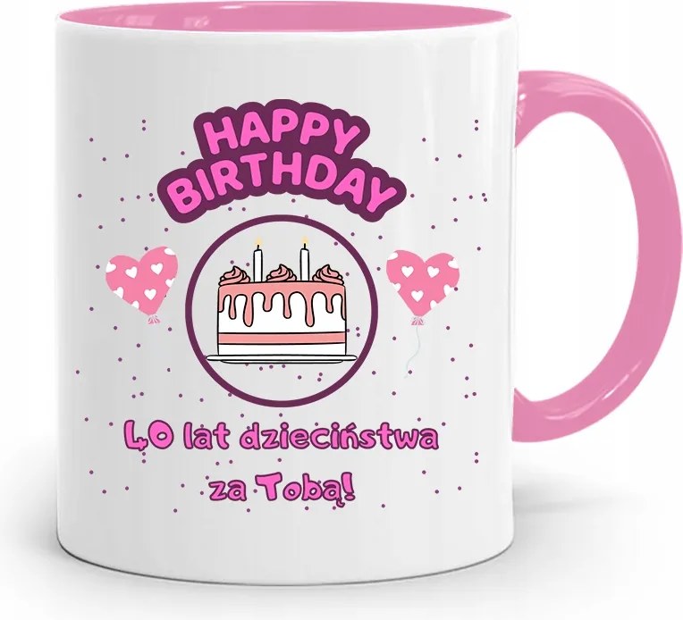 Születésnapra 40 40-es 40-es Bögre Rózsaszín Ajándék fényképes nyomattal