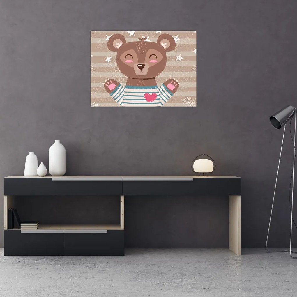 Kép - szerető mackó (üvegen) (70x50 cm)