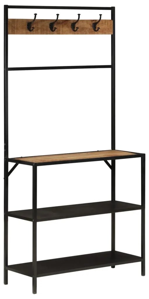 tömör mangófa és vas ruhafogas 90 x 35 x 180 cm