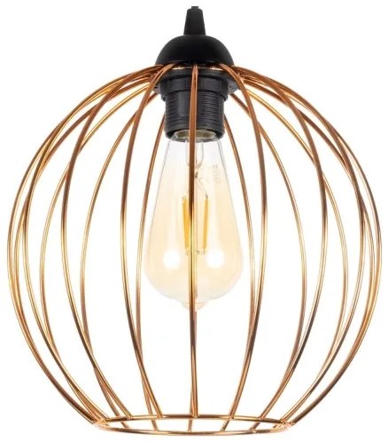 Csillár zsinóron MATT 1xE27/60W/230V fekete/réz