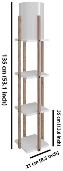 Állólámpa polcokkal NORA 1xE27/40W/230V barna/fehér