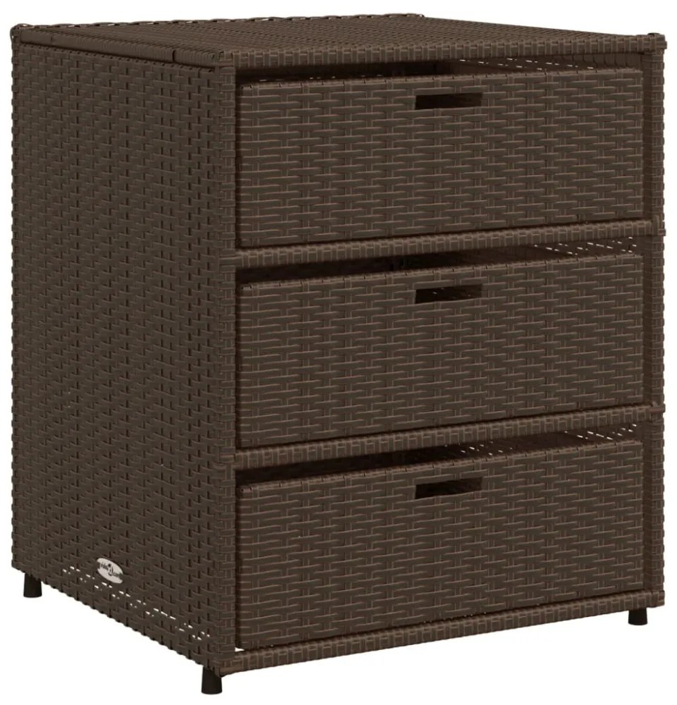 barna polyrattan kerti tárolószekrény 55 x 59 x 69 cm