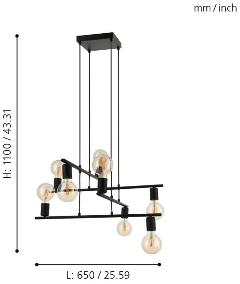 Eglo 98909 - Csillár zsinóron MEZZANA 8xE27/40W/230V