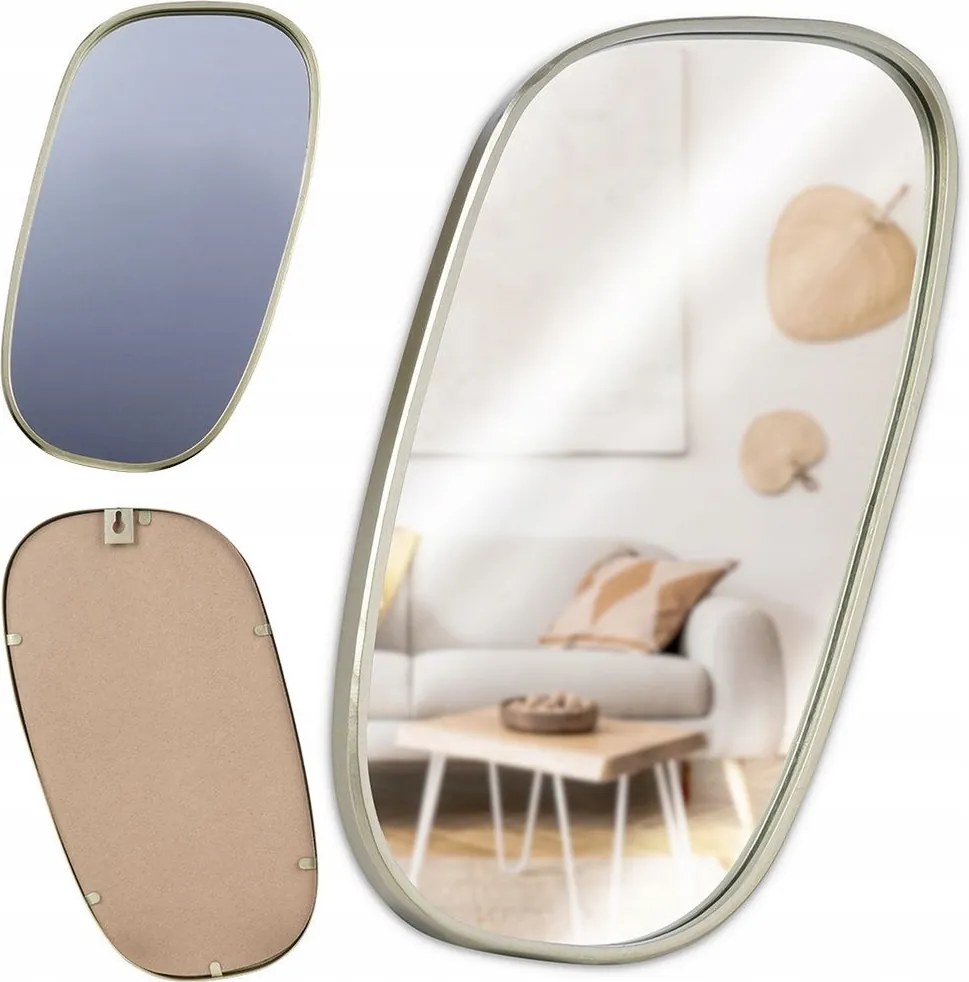 Fali tükör Arany lógó kör arany fém keretben 35x19,5 cm