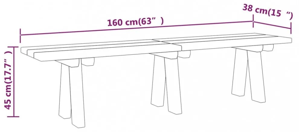 impregnált tömör fenyőfa kerti pad 160 cm