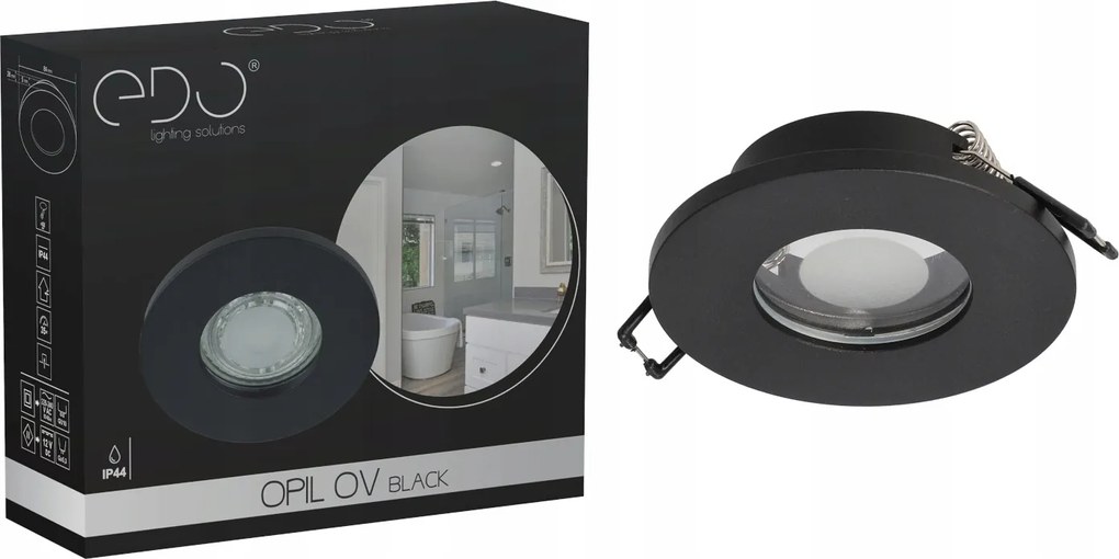 Halogén Mennyezeti Lámpatest Fürdőszobába Fekete IP44 Edo