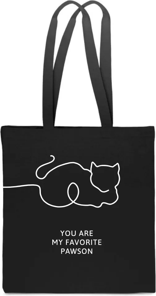 Öko Pamut Bevásárlótáska You Are My Favorite Pawson Macska fekete TT_320