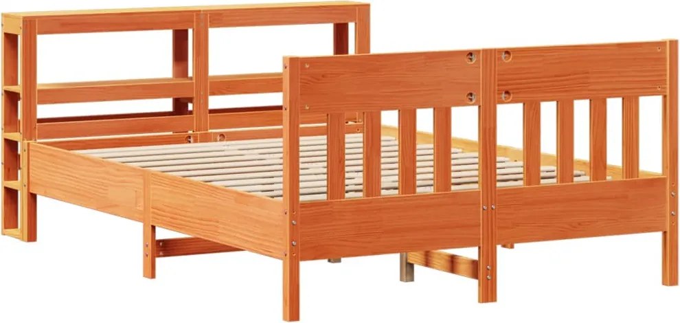 vidaXL viaszbarna tömör fenyőfa ágy matrac nélkül 135 x 190 cm