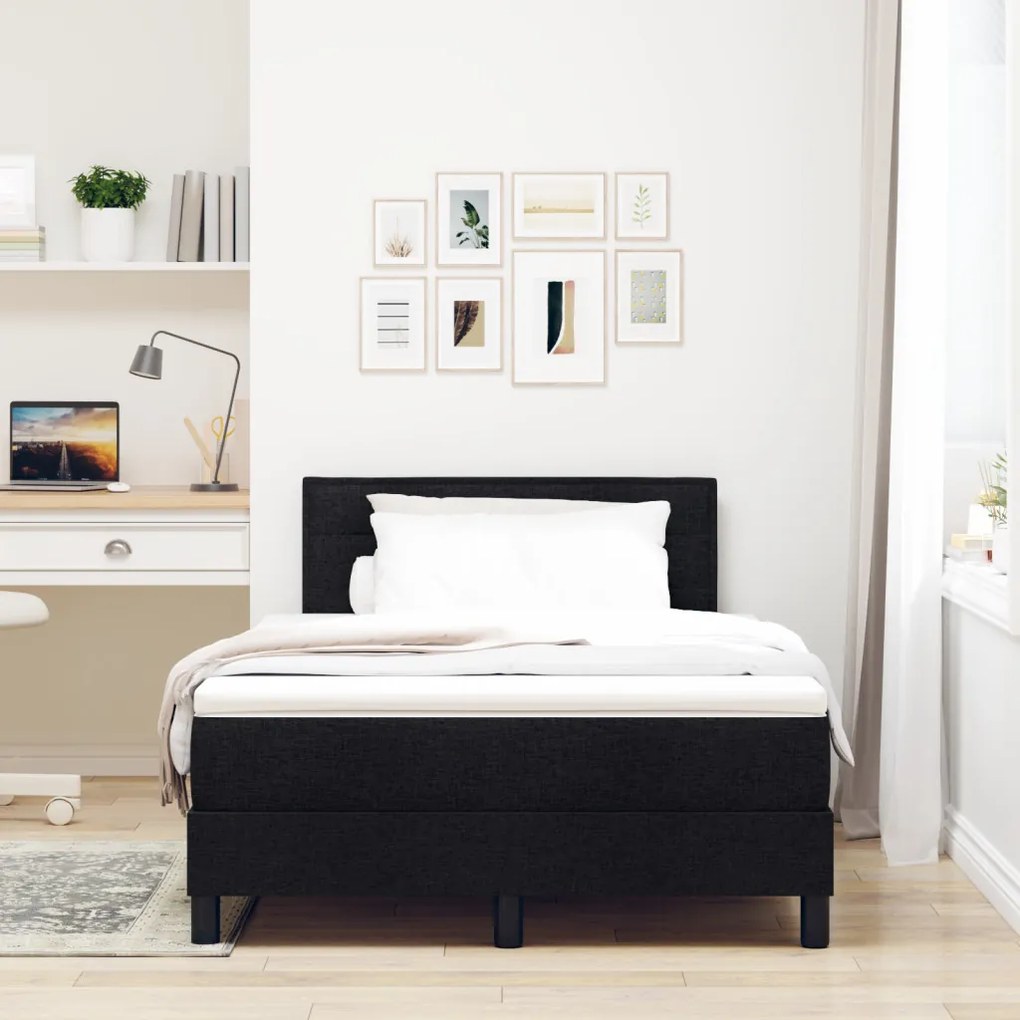 Box Spring Ágy Matraccal és LED Fekete 120x190 cm Szövet