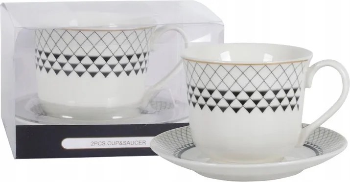 Csésze csészealj Livello klasszikus mintával díszített elegáns 400ml ajándék