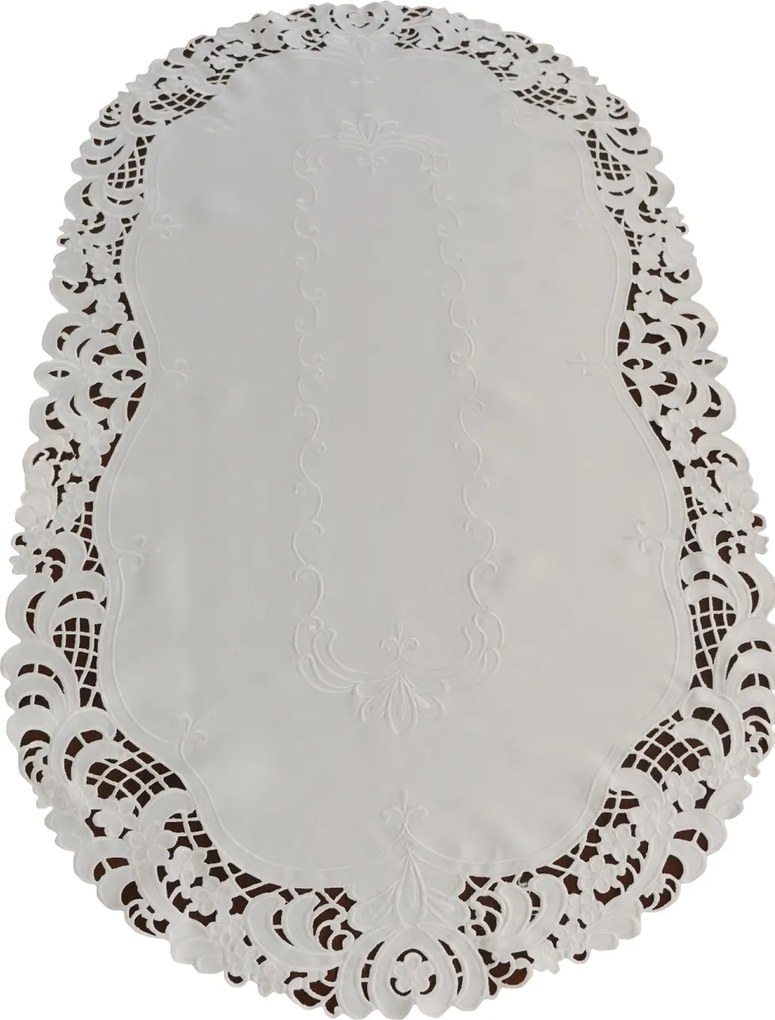 Hímzett Futófelület 80x140 Ovális Asztalra Virágok