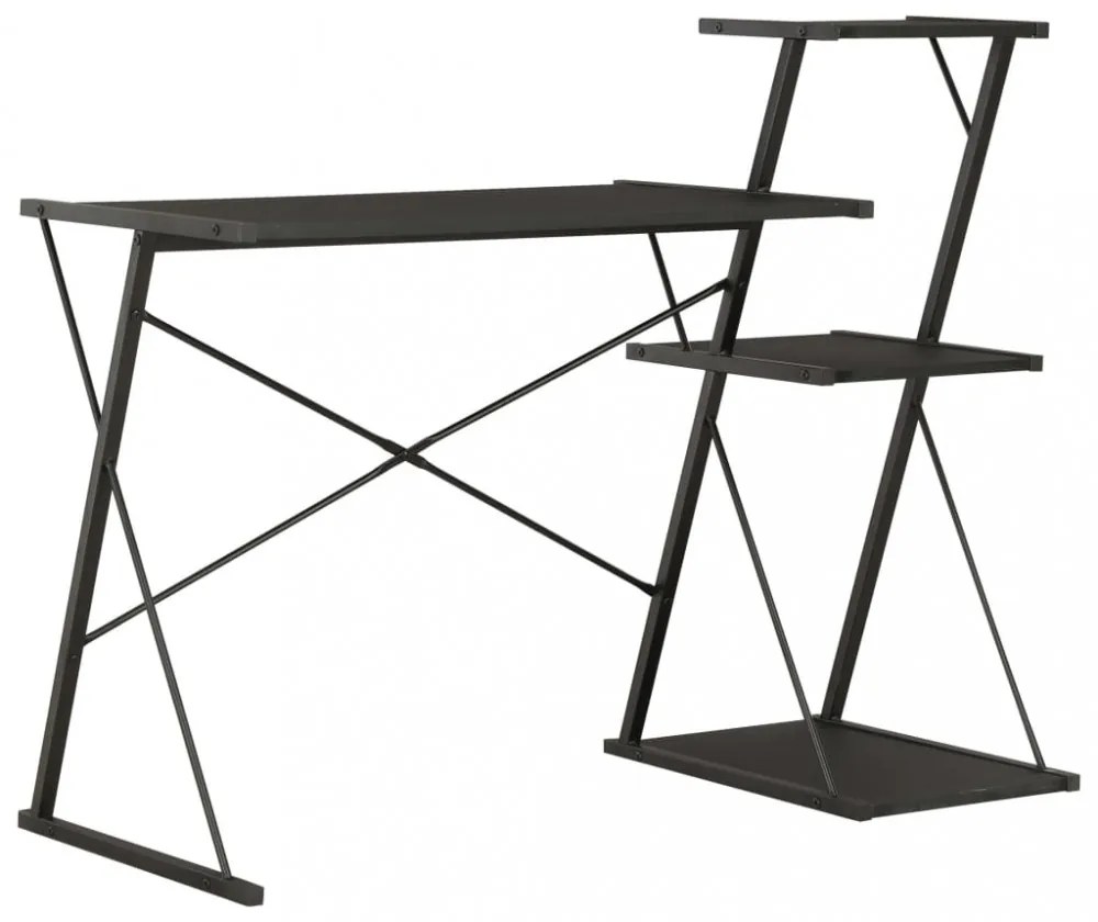 fekete íróasztal polccal 116 x 50 x 93 cm