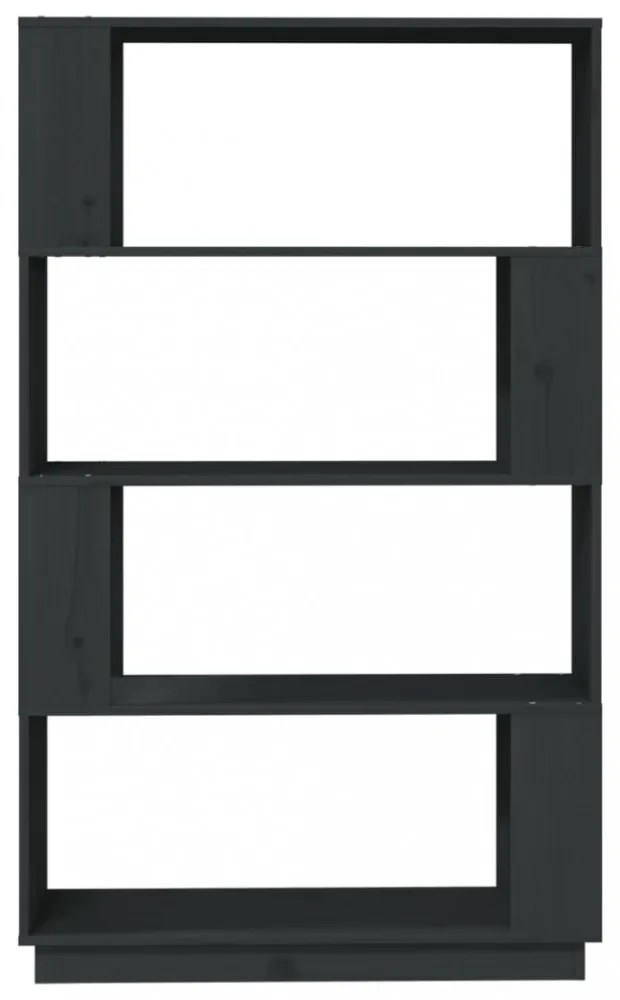 szürke tömör fenyőfa könyvszekrény/térelválasztó 80x25x132 cm