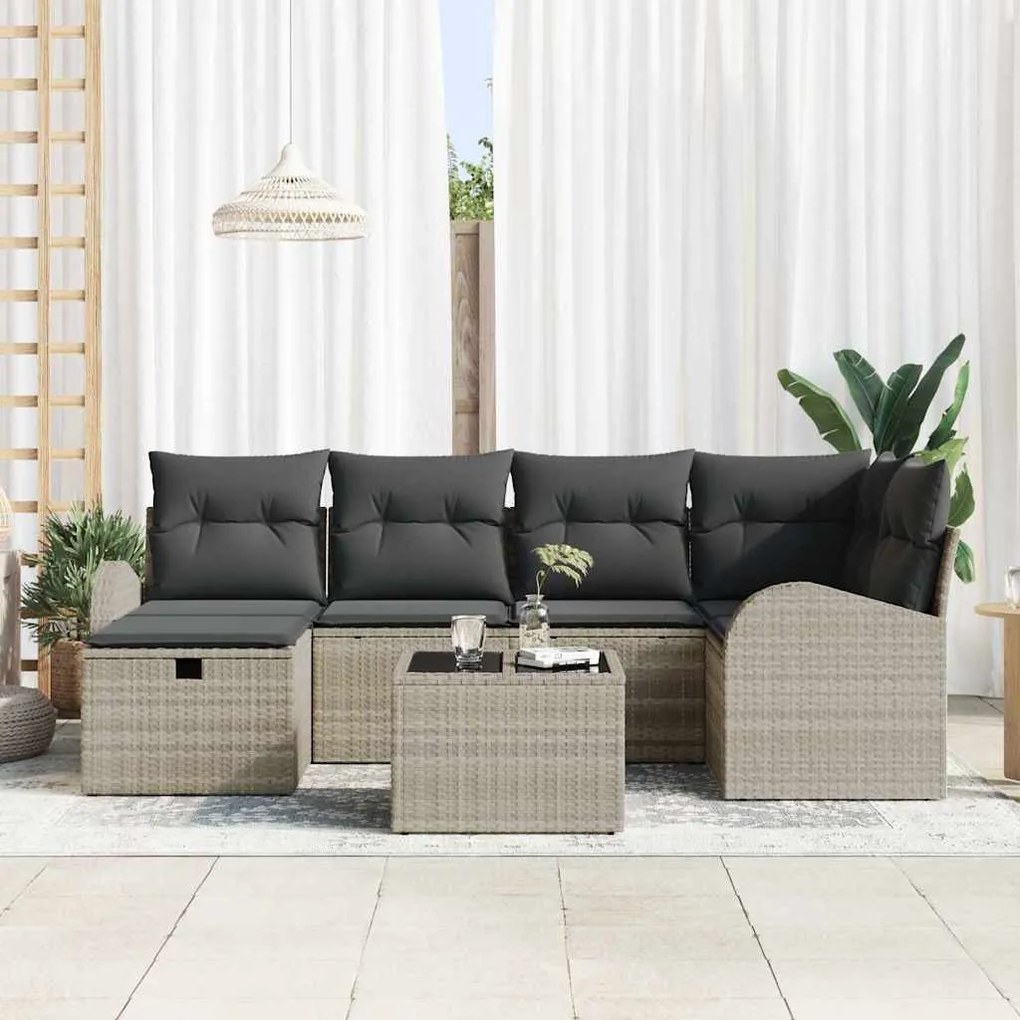 Kerti Kanapé Szett 7 pcs Világosszürke 234 x 124 x 85 cm