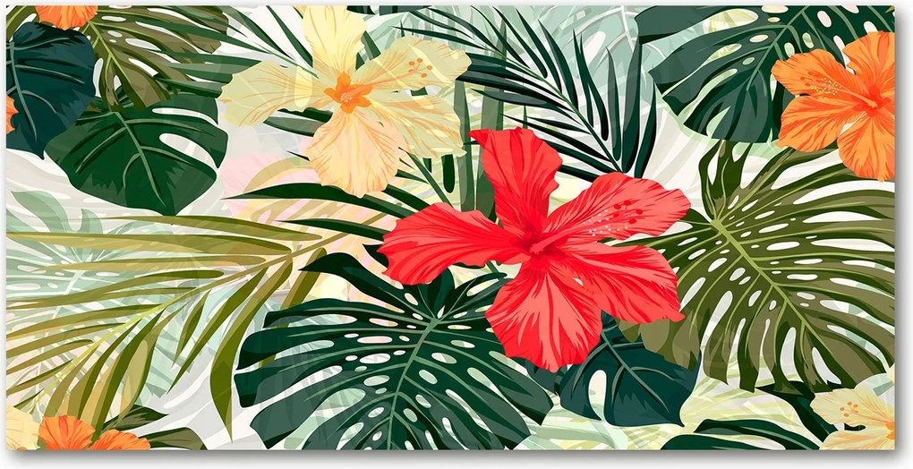 Konyhai panel Hawaii virágok 120x60 cm Ragasztó