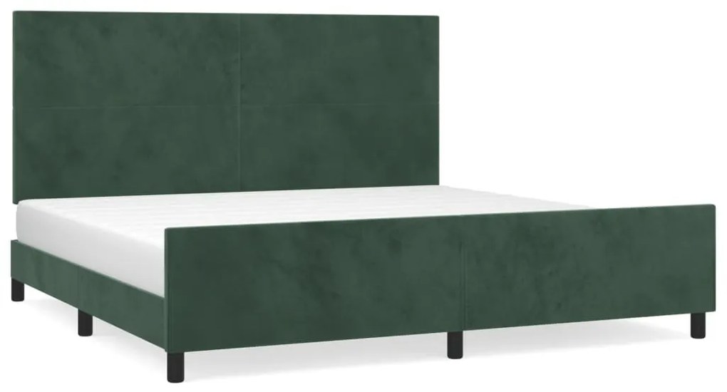 sötétzöld bársony ágykeret matrac nélkül 200x200 cm