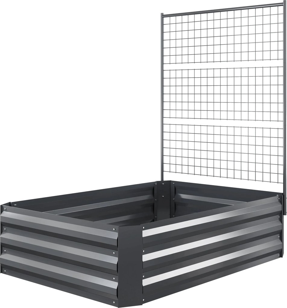 Outsunny Nagy Galvanizált Acél Kerti Virágtartó Trellis-szel Mászó Növényekhez és Nyitott Alappal Teraszon, Erkélyen 80x115x125 cm Sötét Szürke | Aoso