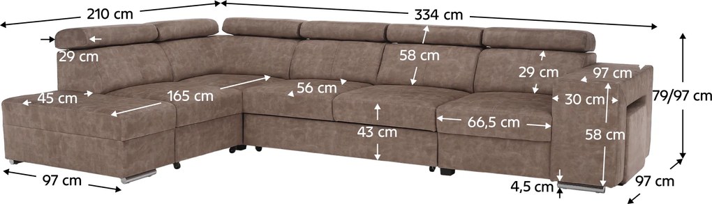 Ülőgarnitúra, bézs, balos, MALAGA BIG