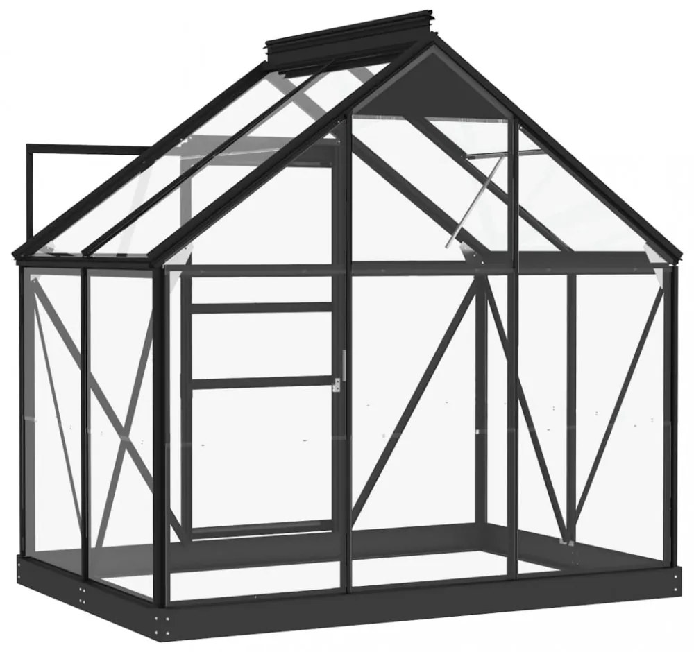 antracitszürke üveg és alumínium melegház 155 x 103 x 191 cm