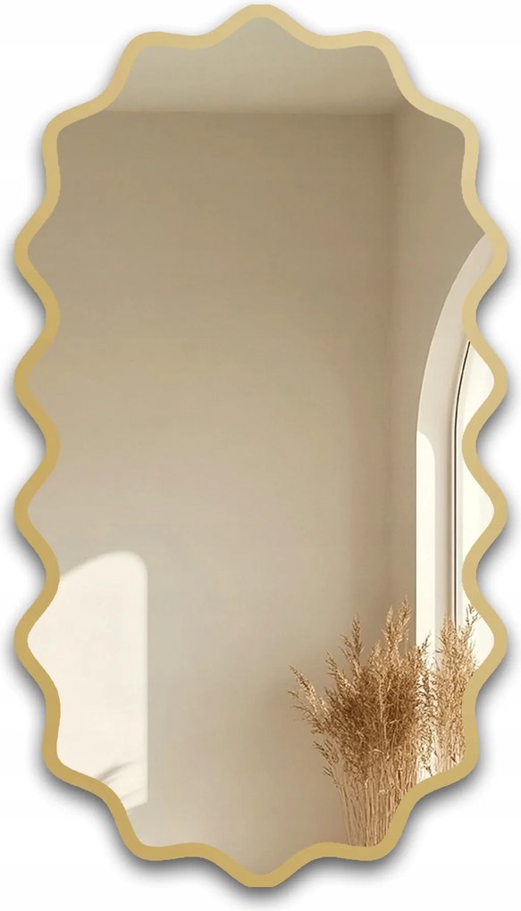 Aquarelle Elora ovális tükör hullámos arany Mdf keretben 70x126 fali