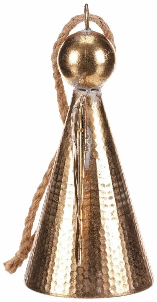 Függő fém karácsonyi dekoráció Angyal harang 24cm, arany