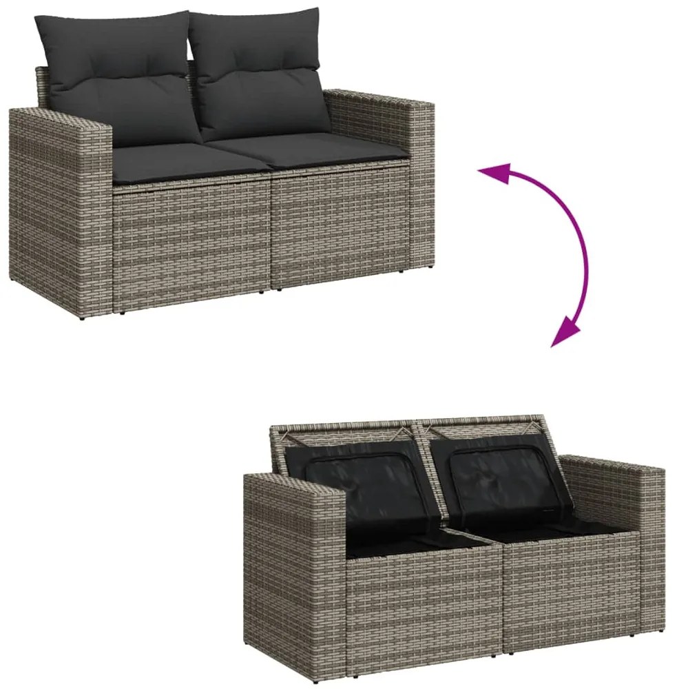 6 részes szürke polyrattan kerti ülőgarnitúra párnákkal