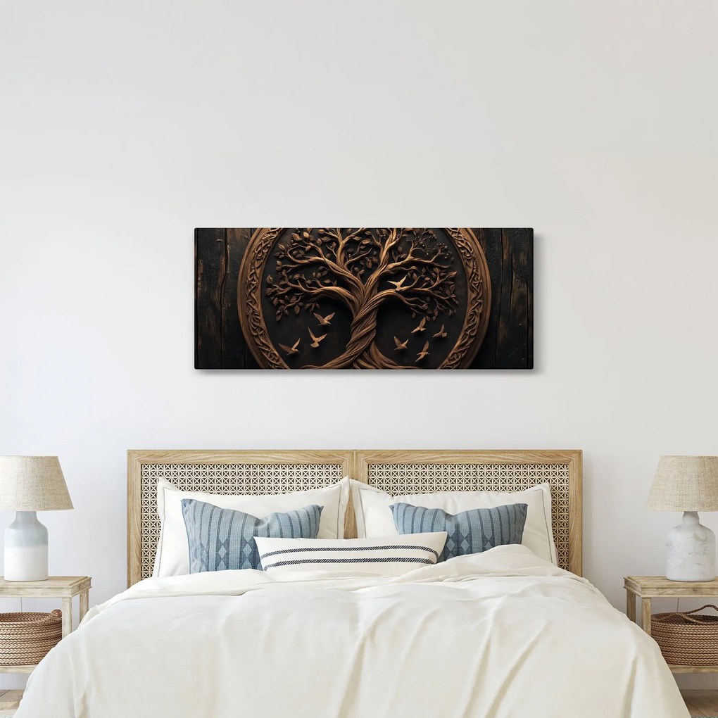 Kép – Fából készült életfa (120x50 cm)